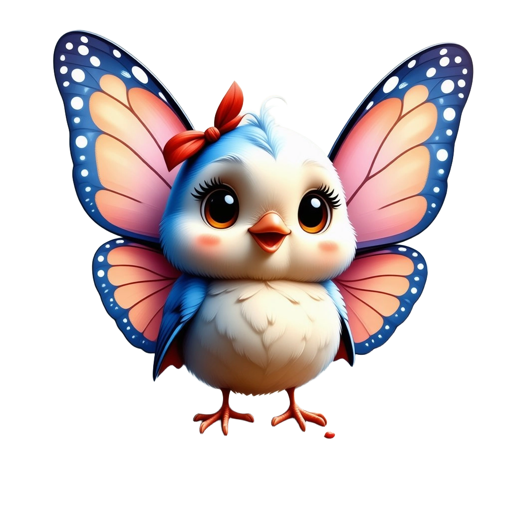 Cute Bird with Butterfly Wings